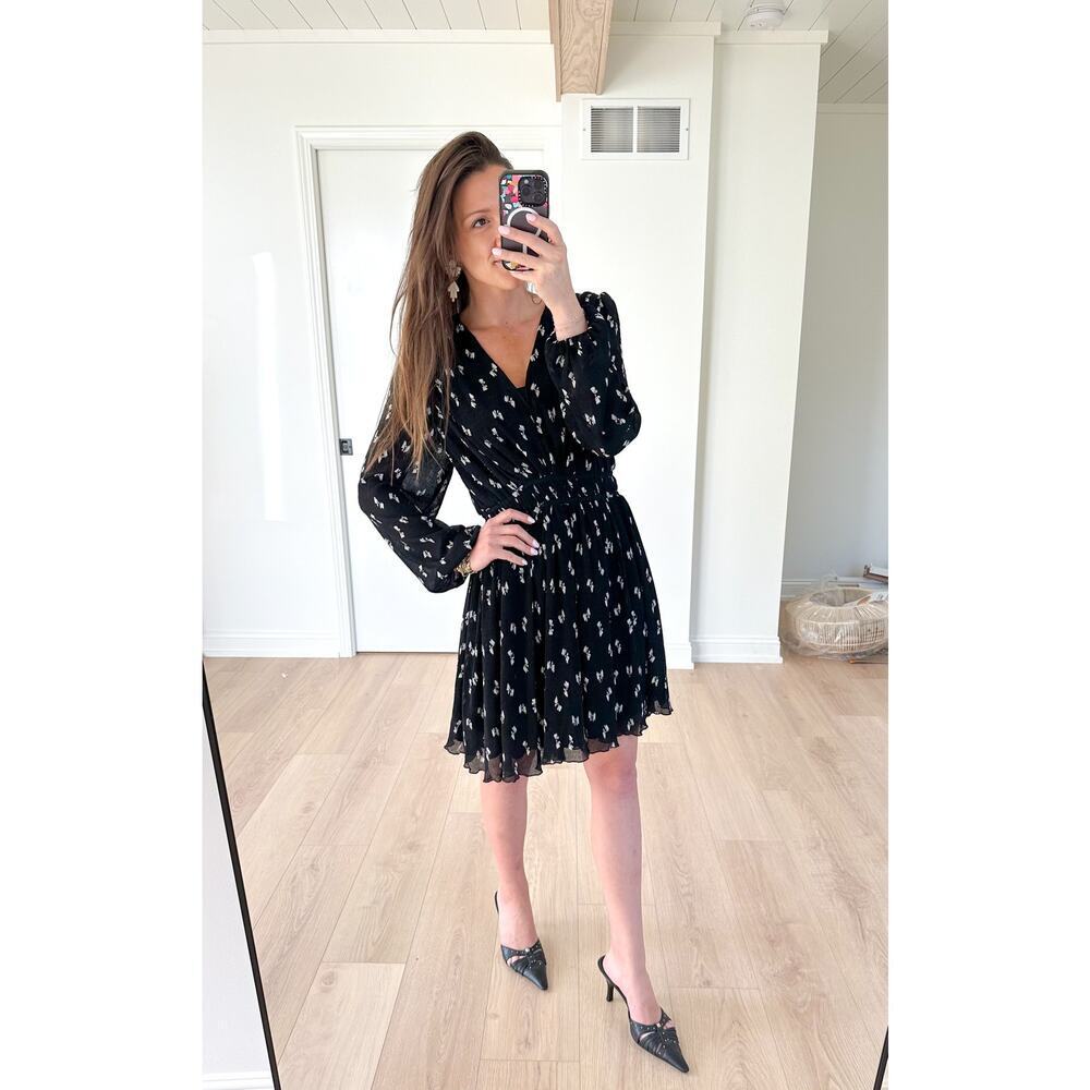 Maje Rionana V-Neck Bow Print Mini Dress size 42 or XL - Picture 12 of 12